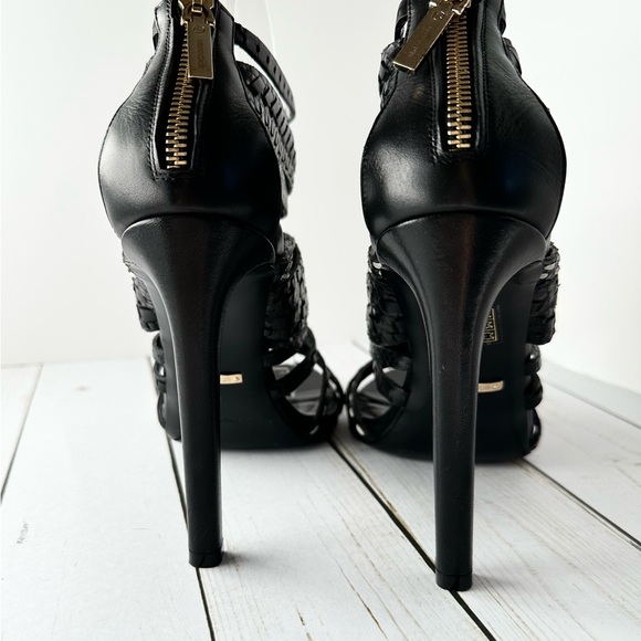 Roberto Cavalli Threaded Leather Cage Sandals - Picture 2 of 6